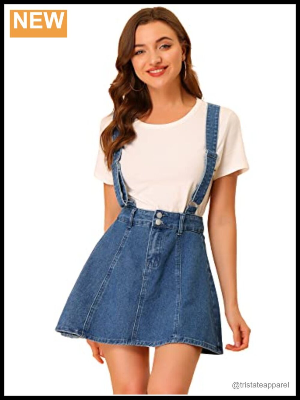 Denim Overall Skirt Adjustable Strap Suspender Mini Jean Skirt A-Line